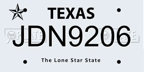 JDN9206 Texas License Plate