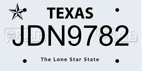 JDN9782 Texas License Plate