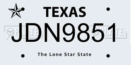JDN9851 Texas License Plate