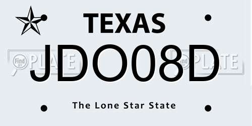 JDO08D Texas License Plate