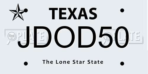 JDOD50 Texas License Plate