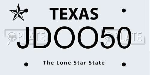 JDOO50 Texas License Plate