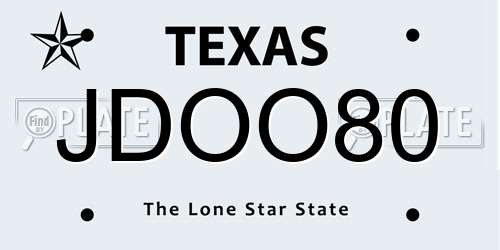 JDOO80 Texas License Plate