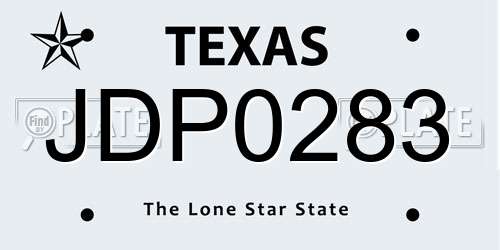 JDP0283 Texas License Plate