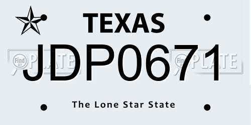 JDP0671 Texas License Plate