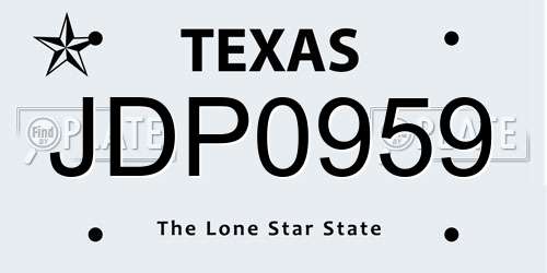 JDP0959 Texas License Plate