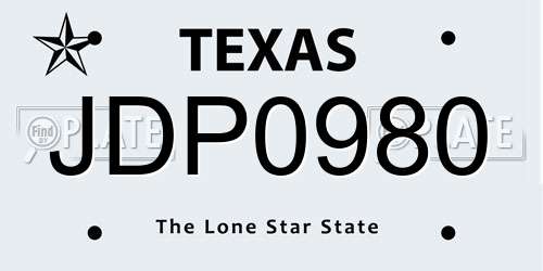 JDP0980 Texas License Plate