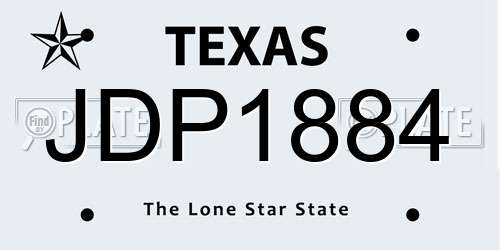 JDP1884 Texas License Plate