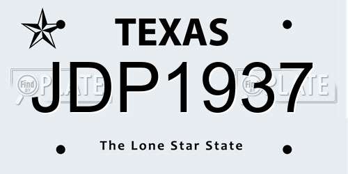 JDP1937 Texas License Plate