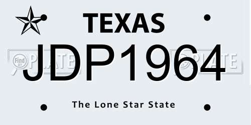 JDP1964 Texas License Plate
