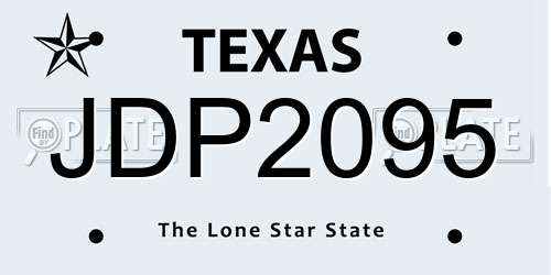 JDP2095 Texas License Plate