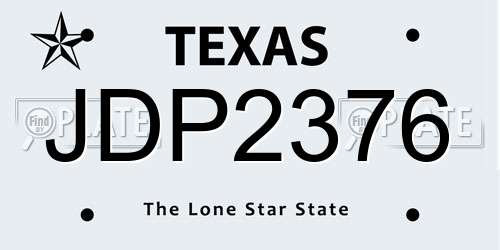 JDP2376 Texas License Plate