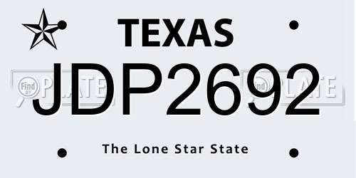 JDP2692 Texas License Plate