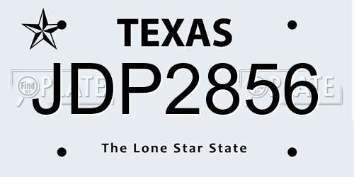JDP2856 Texas License Plate