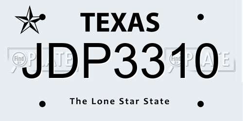 JDP3310 Texas License Plate