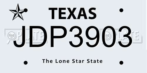 JDP3903 Texas License Plate