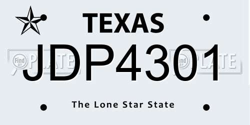JDP4301 Texas License Plate