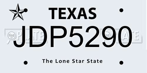 JDP5290 Texas License Plate