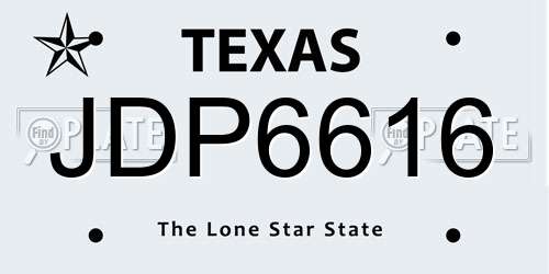 JDP6616 Texas License Plate