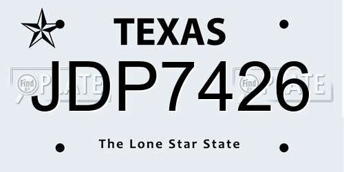 JDP7426 Texas License Plate