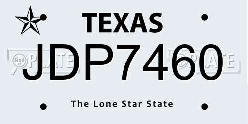 JDP7460 Texas License Plate