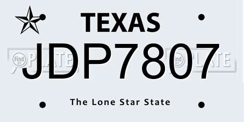 JDP7807 Texas License Plate