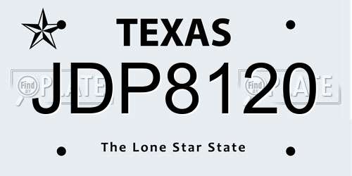 JDP8120 Texas License Plate