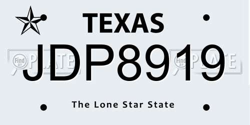 JDP8919 Texas License Plate
