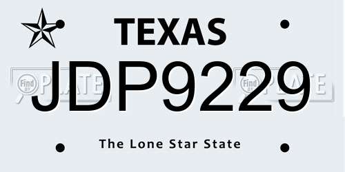 JDP9229 Texas License Plate