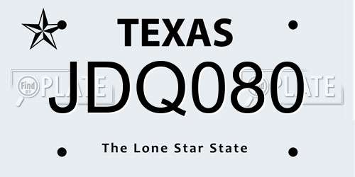 JDQ080 Texas License Plate