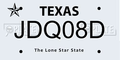 JDQ08D Texas License Plate