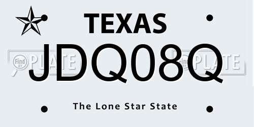 JDQ08Q Texas License Plate