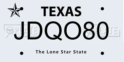 JDQO80 Texas License Plate