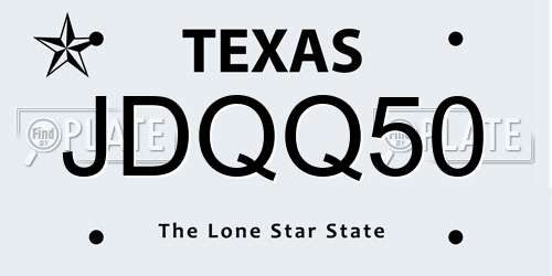 JDQQ50 Texas License Plate