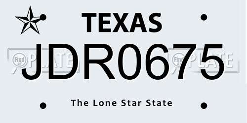 JDR0675 Texas License Plate