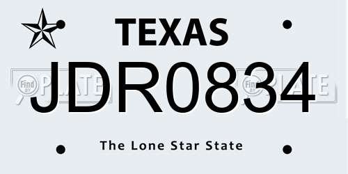 JDR0834 Texas License Plate