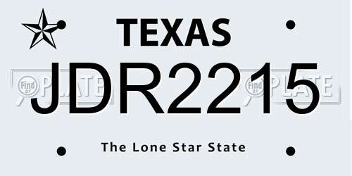JDR2215 Texas License Plate