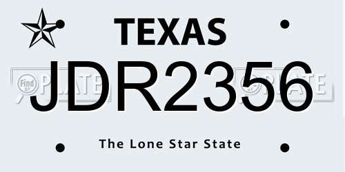 JDR2356 Texas License Plate