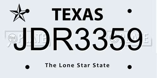 JDR3359 Texas License Plate