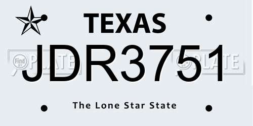 JDR3751 Texas License Plate