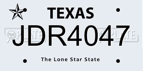 JDR4047 Texas License Plate
