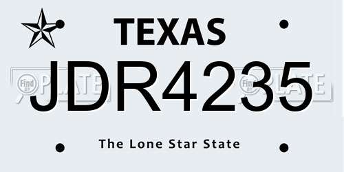 JDR4235 Texas License Plate
