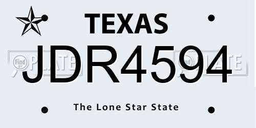 JDR4594 Texas License Plate