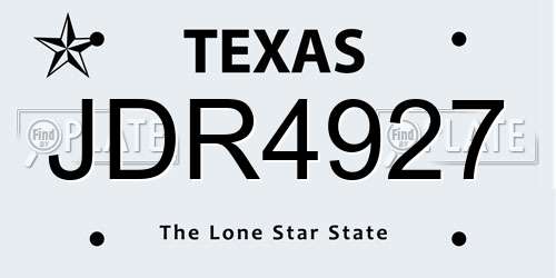 JDR4927 Texas License Plate