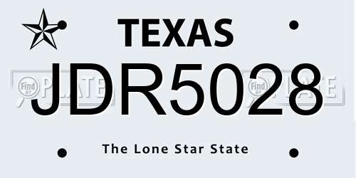 JDR5028 Texas License Plate