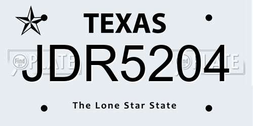 JDR5204 Texas License Plate