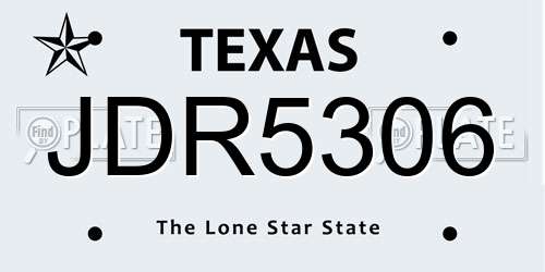 JDR5306 Texas License Plate