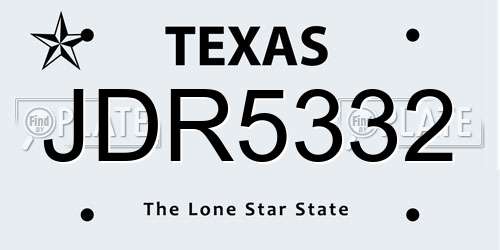 JDR5332 Texas License Plate