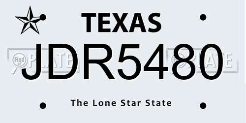 JDR5480 Texas License Plate