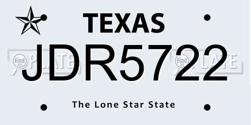 JDR5722 Texas License Plate